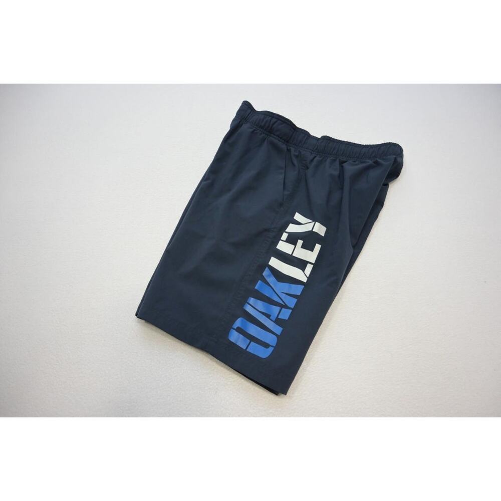 Oakley Gym Shorts Blue Athletic Performance Graphic With Pockets Mens Sz 33